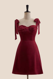 Straps Wine Red A-line Short Princess Dress