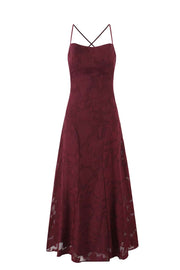 Spaghetti Straps Pink Floral Long Dress