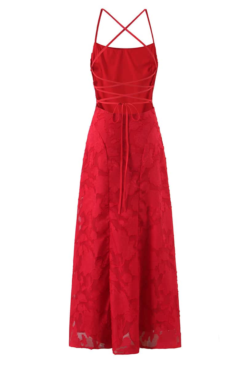 red spaghetti strap dress Spaghetti Straps Red Lace Long Dress – Ohmollydress