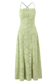 Spaghetti Straps Pink Floral Long Dress