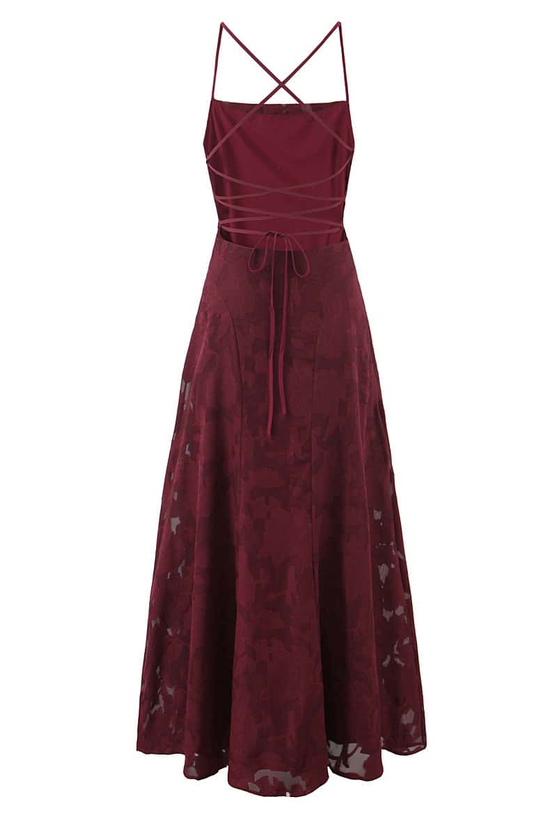 Spaghetti Straps Burgundy Floral Long Dress Ohmollydress Spaghetti Straps Burgundy Floral Long Dress Ohmollydress