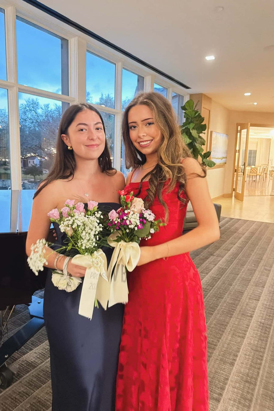 Spaghetti Straps Red Lace Long Dress