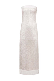 Strapless Mint Green Sequin Fitted Long Dress