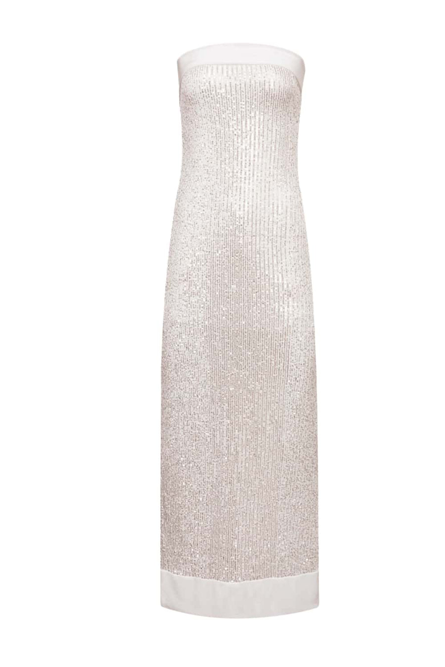 Strapless Mint Green Sequin Fitted Long Dress