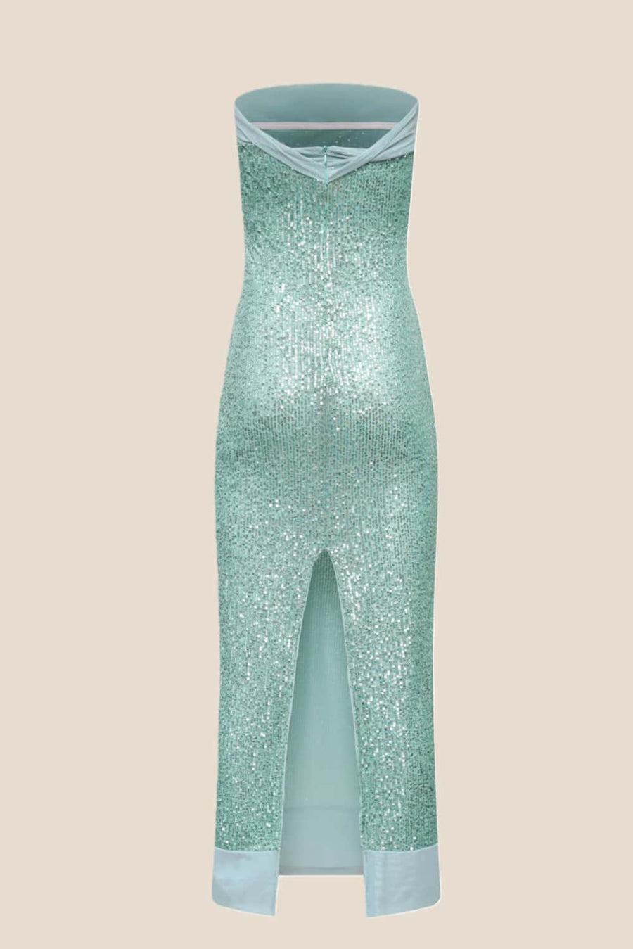 Strapless Mint Green Sequin Fitted Long Dress