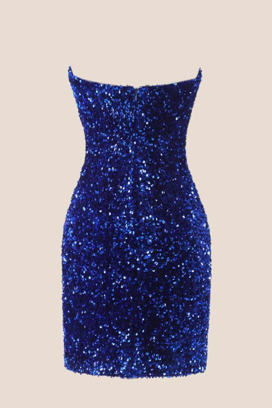 Strapless Royal Blue Sequin Bodycon Mini Dress Ohmollydress Strapless Royal Blue Sequin Bodycon Mini Dress Ohmollydress