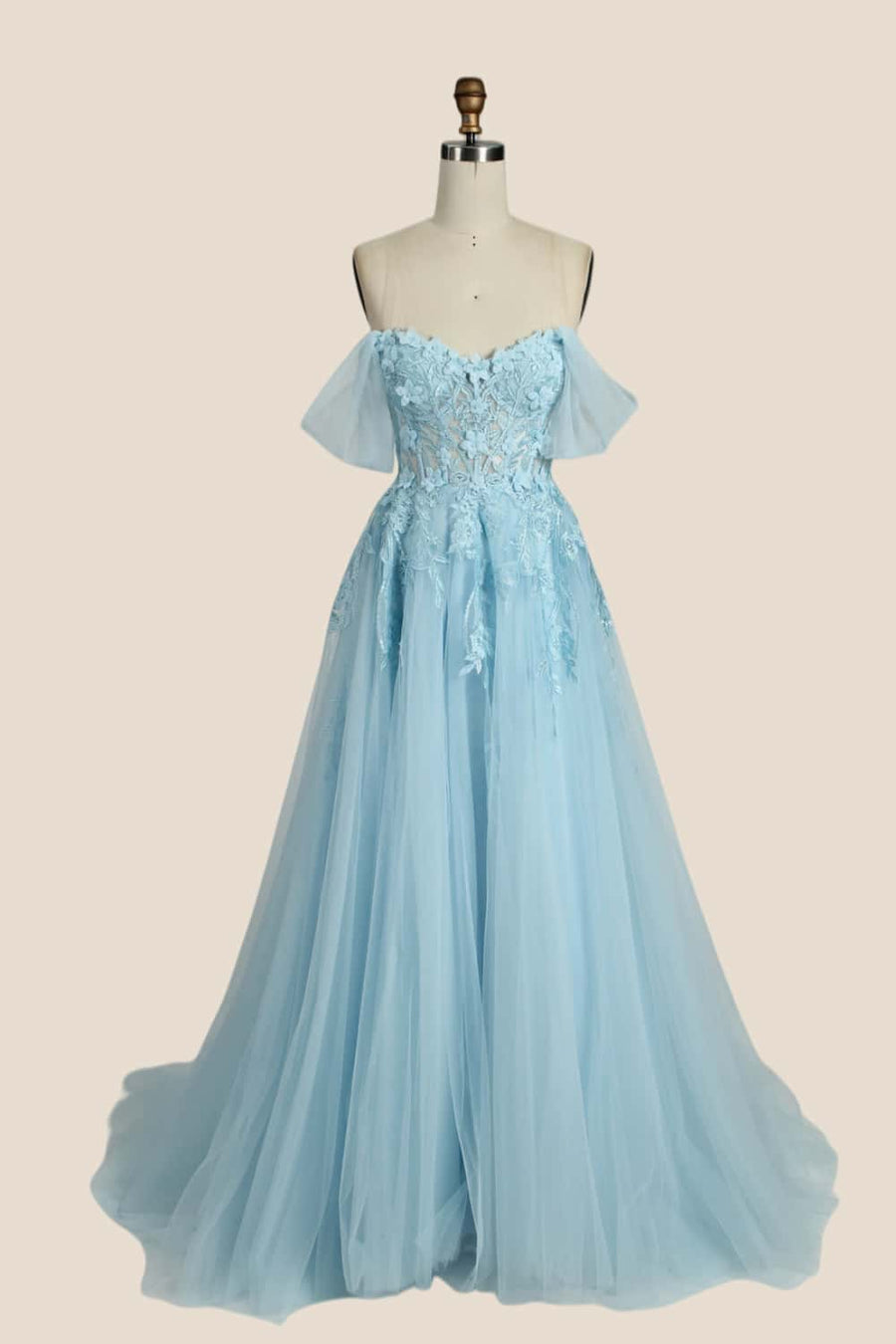 Black Floral Embroidery Strapless A-line Formal Dress