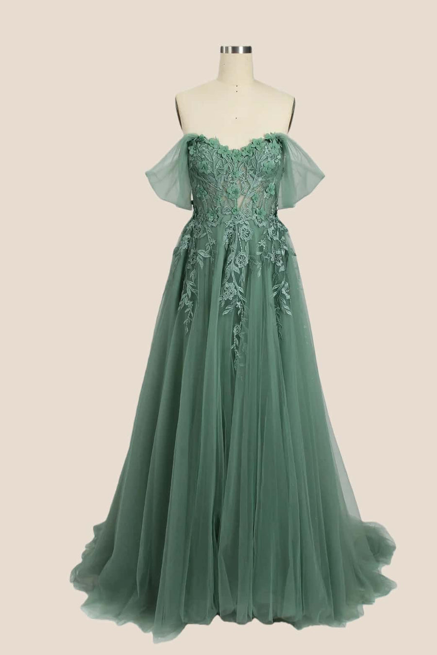 Black Floral Embroidery Strapless A-line Formal Dress