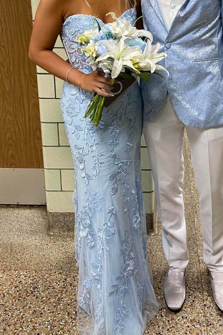 Sweetheart Blue Lace Mermaid Dress