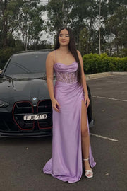 Sage Green  Ruched Corset Mermaid Long Prom Dress