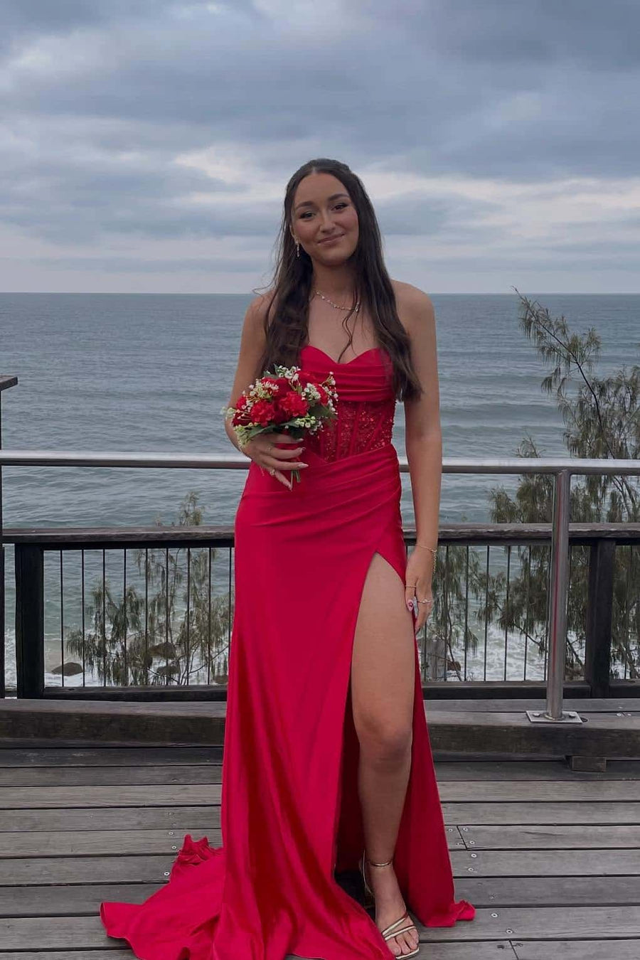 Sage Green  Ruched Corset Mermaid Long Prom Dress