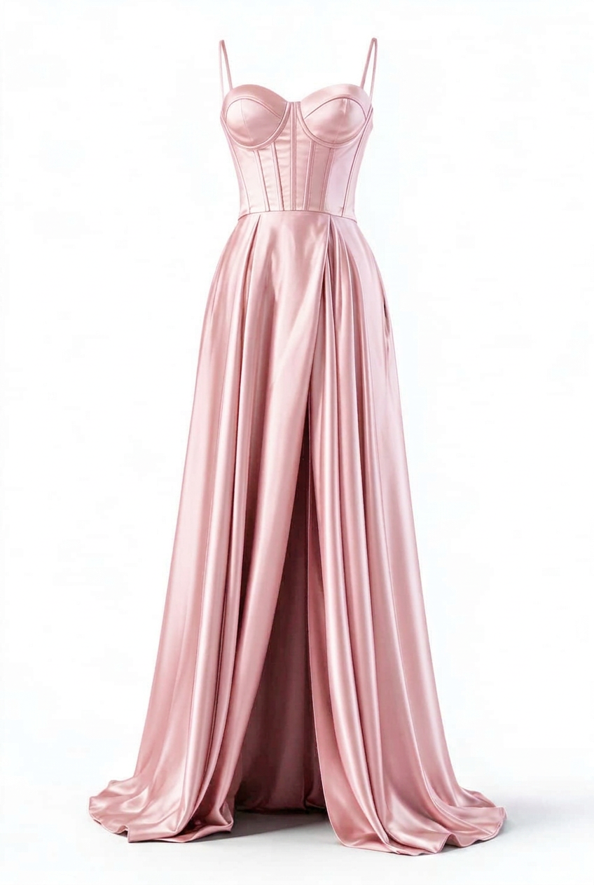 Sage Green Corset A-line Satin Long Formal Dress