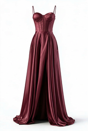 Sage Green Corset A-line Satin Long Formal Dress
