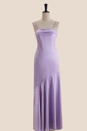 Straps Pink Sheath Long Dress with Back Bow