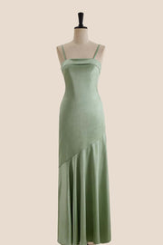 Straps Pink Sheath Long Dress with Back Bow