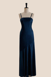 Straps Pink Sheath Long Dress with Back Bow
