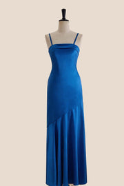 Straps Pink Sheath Long Dress with Back Bow