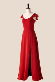 Scoop Lavender Chiffon Long Bridesmaid Dress