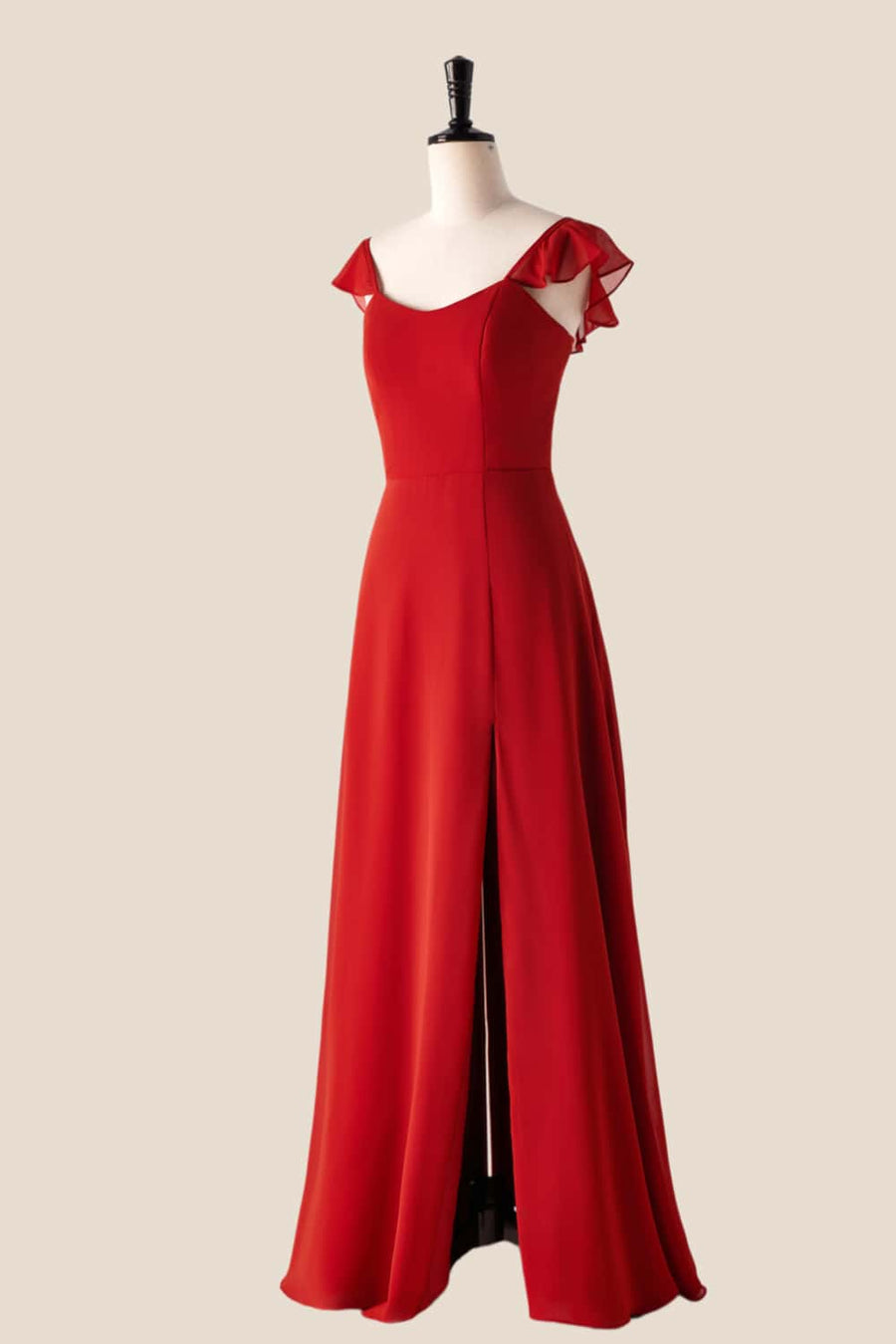 Scoop Lavender Chiffon Long Bridesmaid Dress