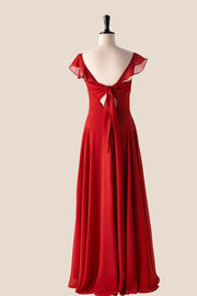 Scoop Lavender Chiffon Long Bridesmaid Dress