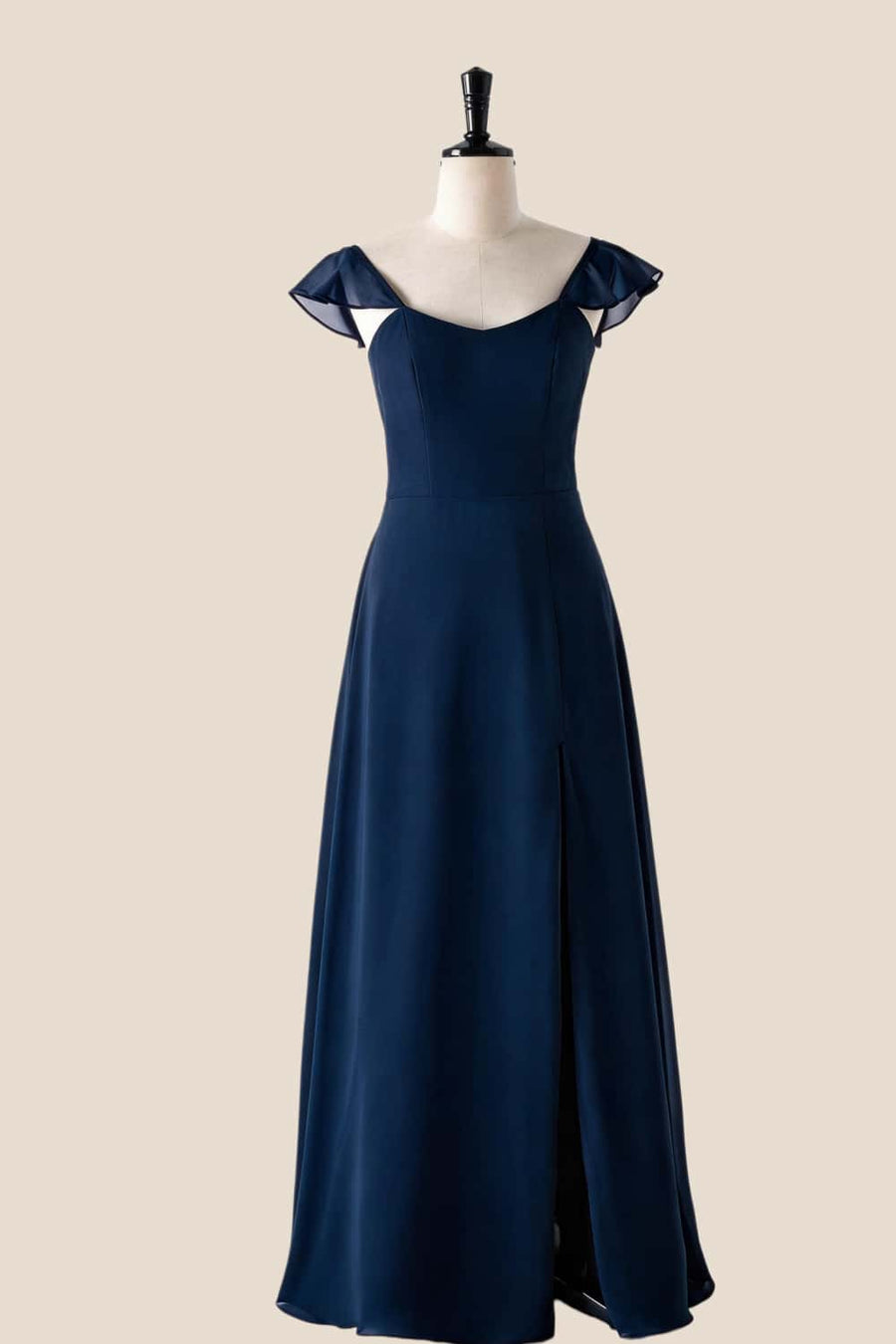 Scoop Lavender Chiffon Long Bridesmaid Dress