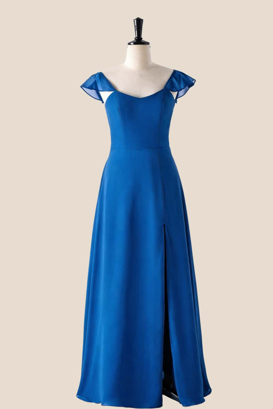 Scoop Lavender Chiffon Long Bridesmaid Dress