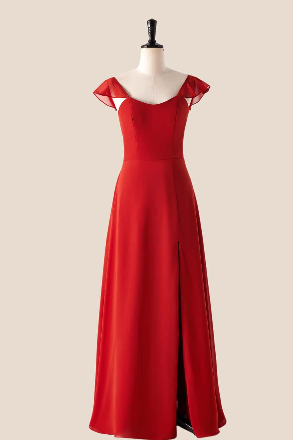 Scoop Lavender Chiffon Long Bridesmaid Dress