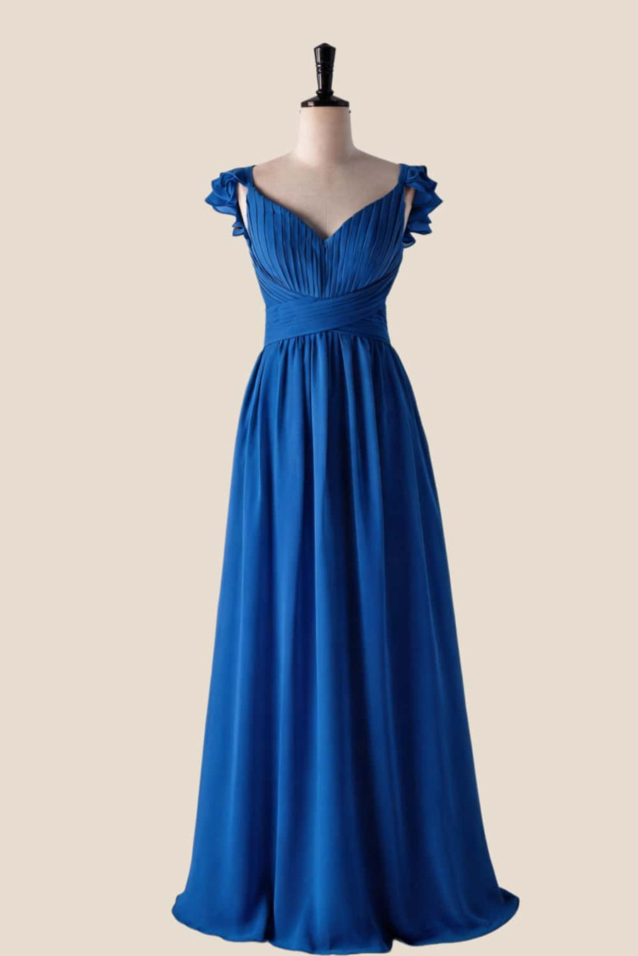 Flare Straps Matcha Green Long Bridesmaid Dress