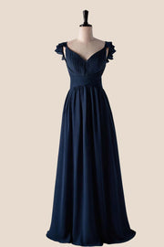 Flare Straps Matcha Green Long Bridesmaid Dress