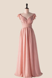 Flare Straps Matcha Green Long Bridesmaid Dress