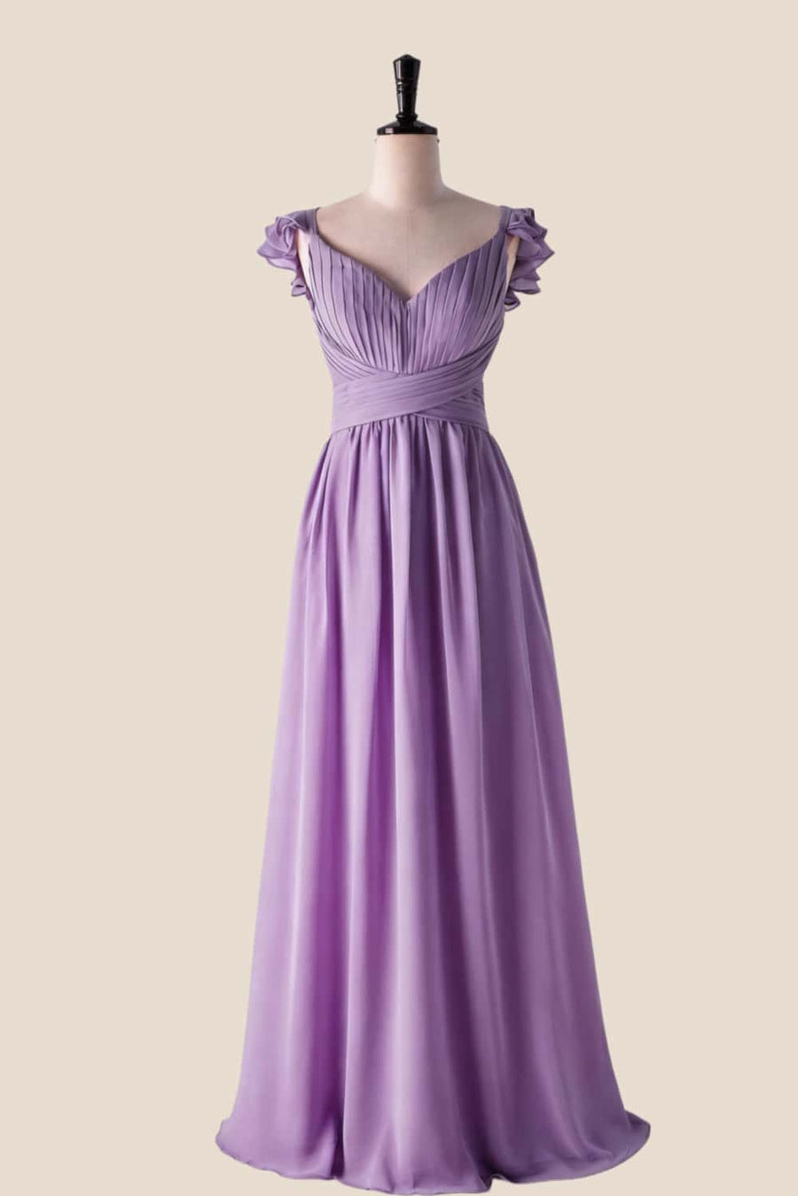 Flare Straps Matcha Green Long Bridesmaid Dress