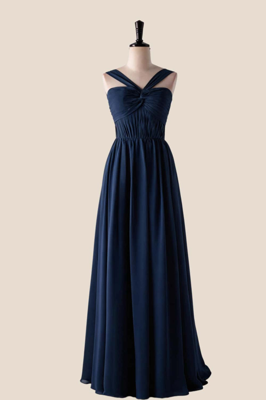 Pleated Halter Blue Chiffon Long Bridesmaid Dress Ohmollydress Pleated Halter Blue Chiffon Long Bridesmaid Dress Ohmollydress