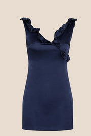 V-neck Lavender Ruffled A-line Short Dress
