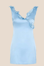 V-neck Lavender Ruffled A-line Short Dress