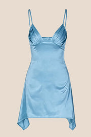 Straps Yellow Soft Satin Short Dress