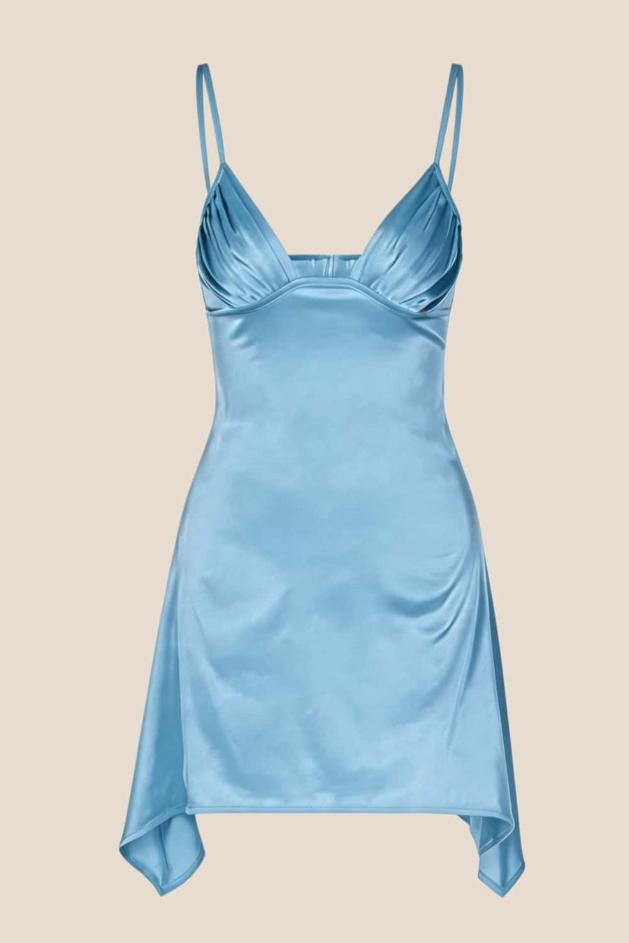 Straps Yellow Soft Satin Short Dress