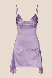 Straps Yellow Soft Satin Short Dress