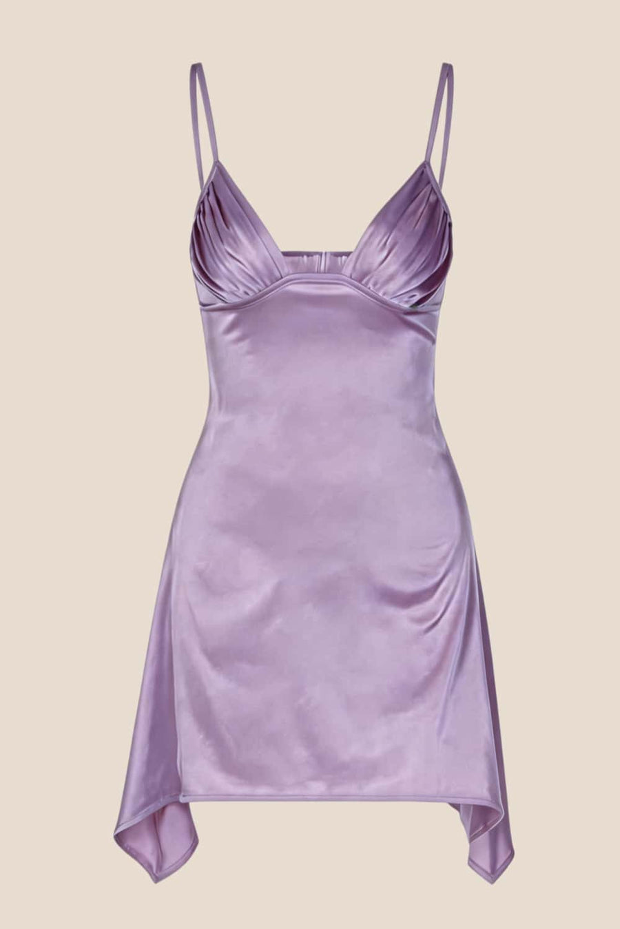 Straps Yellow Soft Satin Short Dress