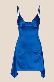 Straps Yellow Soft Satin Short Dress