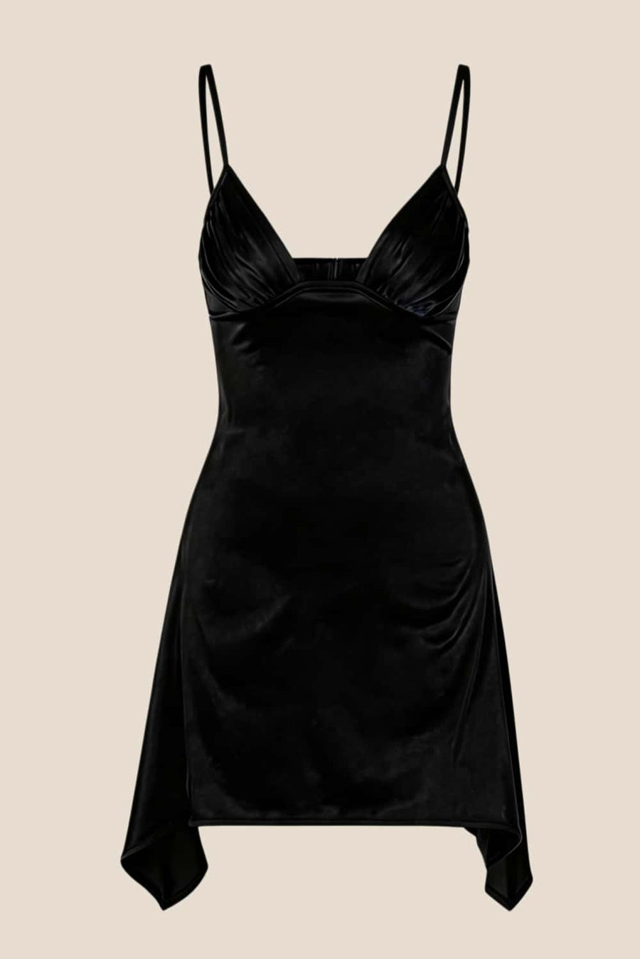 Straps Yellow Soft Satin Short Dress