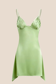 Straps Pink Irregular Hem A-line Short Dress