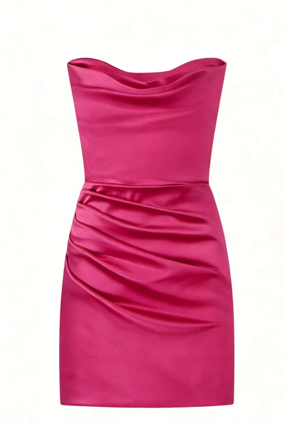 Cowl Neck Light Blue Ruched Bodycon Short Dress