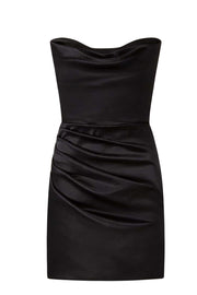 Cowl Neck Light Blue Ruched Bodycon Short Dress