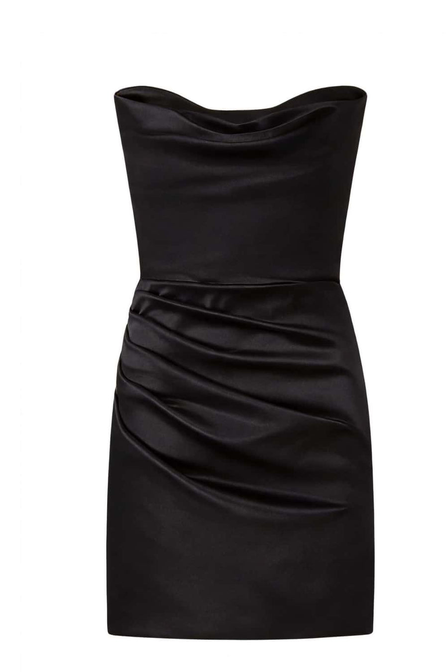 Cowl Neck Light Blue Ruched Bodycon Short Dress