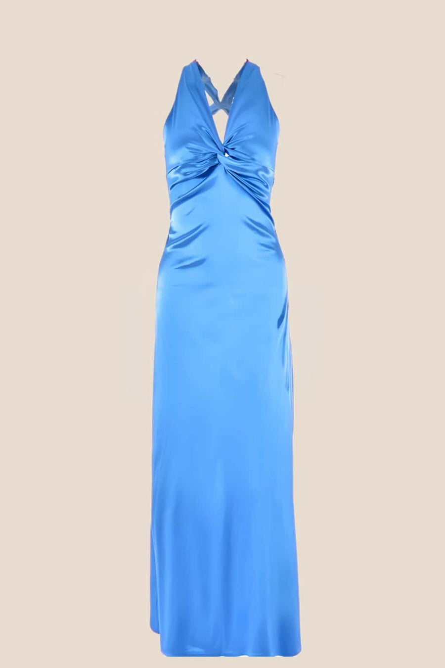 Twist V-neck Yellow Open Back Sheath Long Dress