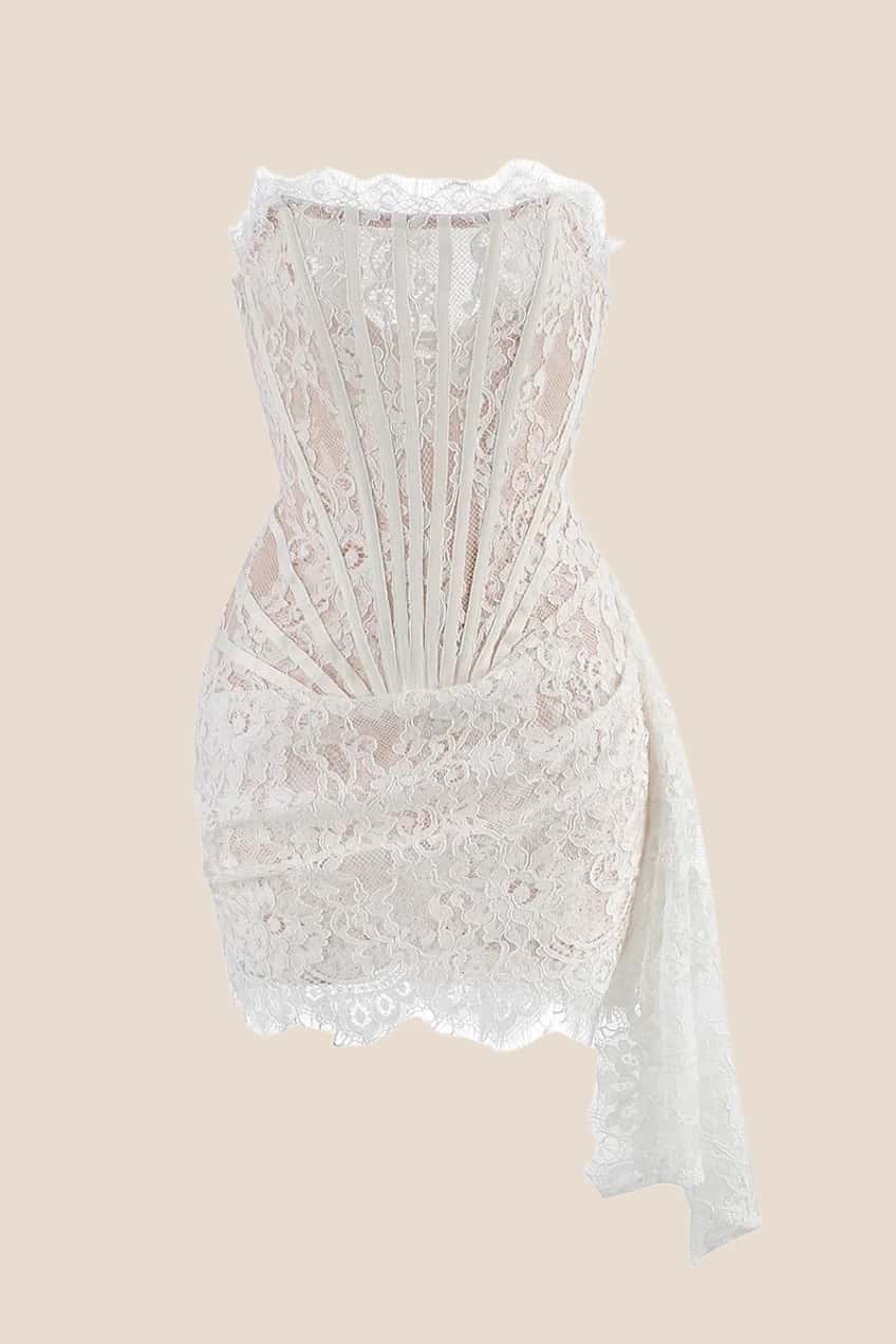 Light Purple Tight Lace Short Dress with Train