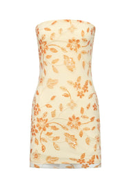 Pink Beaded Flowers Tight Short Dress