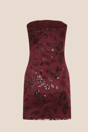 Yellow Strapless Beaded Tight Mini Dress