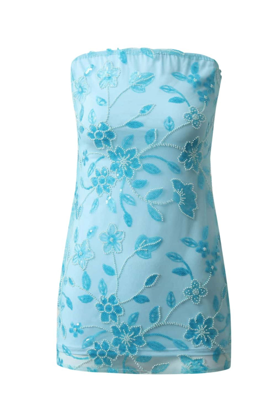 Yellow Strapless Beaded Tight Mini Dress