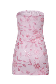 Yellow Strapless Beaded Tight Mini Dress